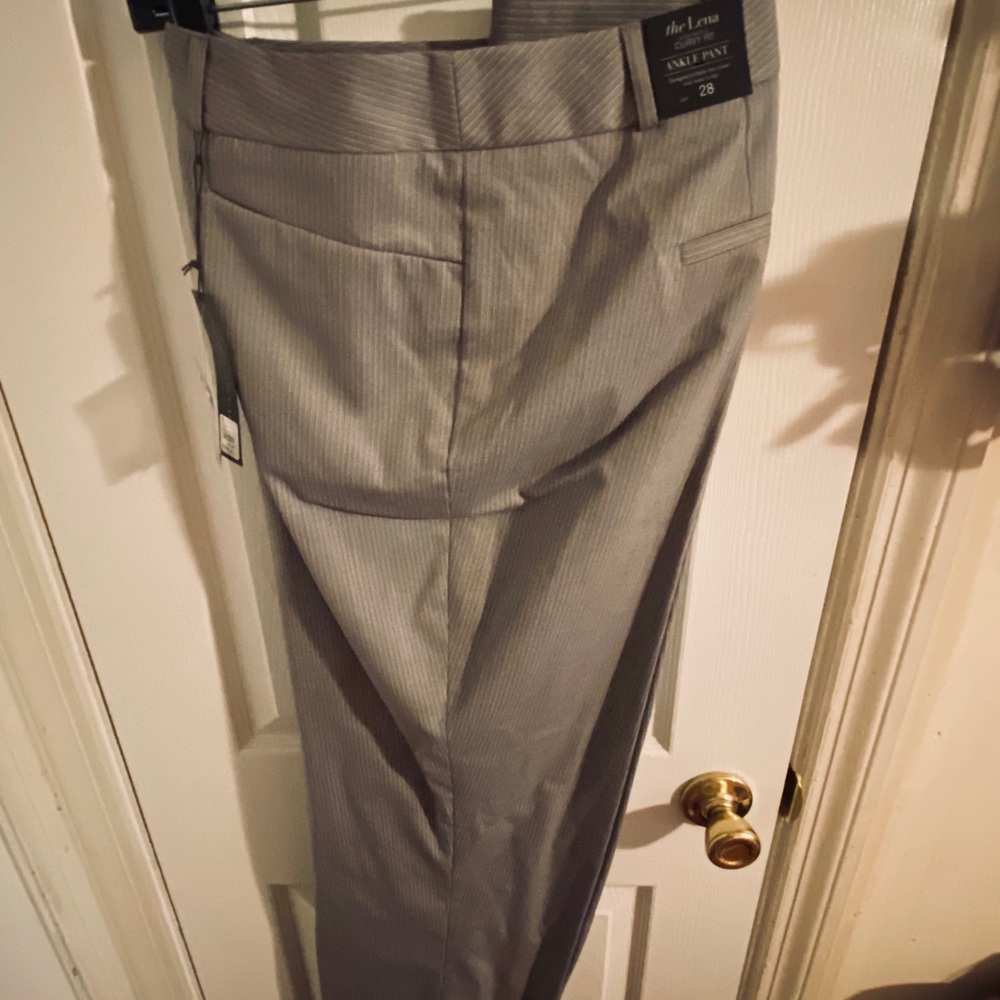 Grey & white pinstripe Lena curvy fit ankle pants